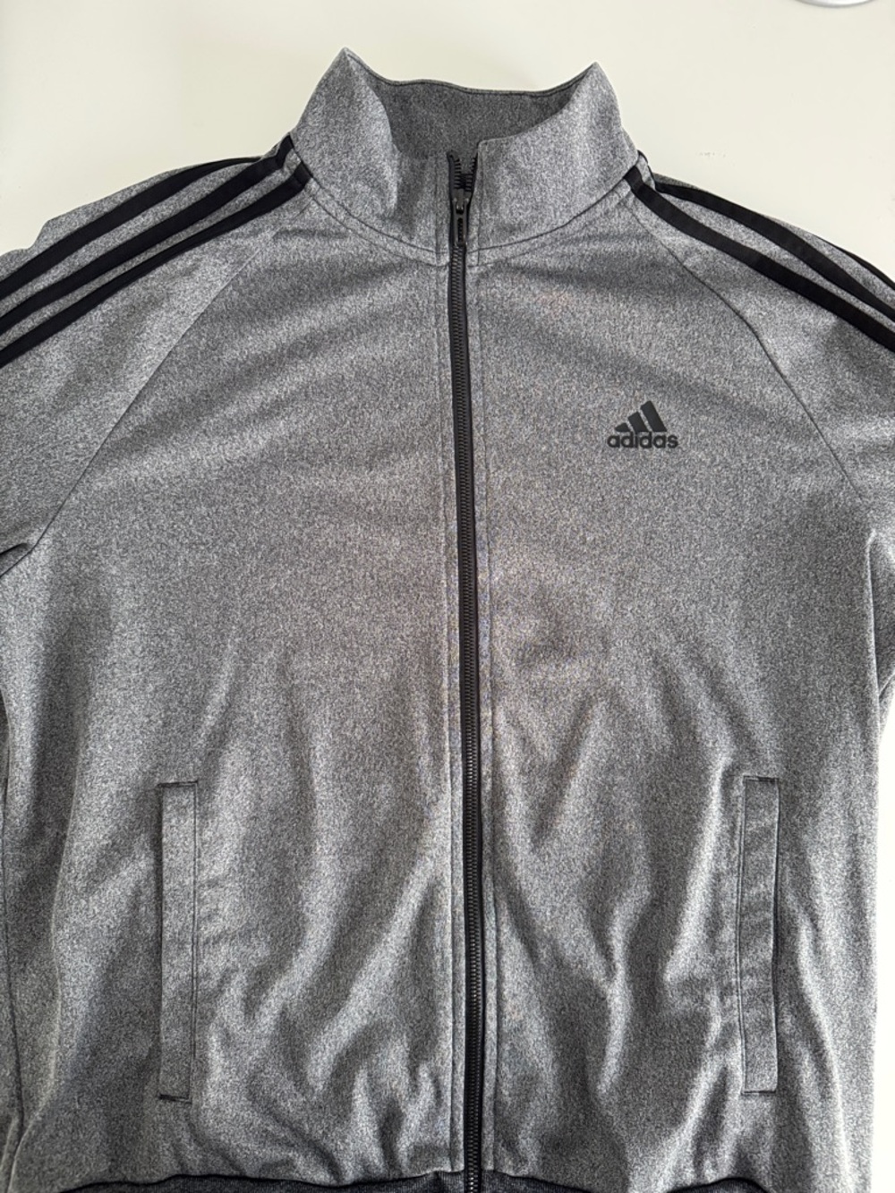adidas Gray Heather Full-Zip Performance Track Jacket size Large